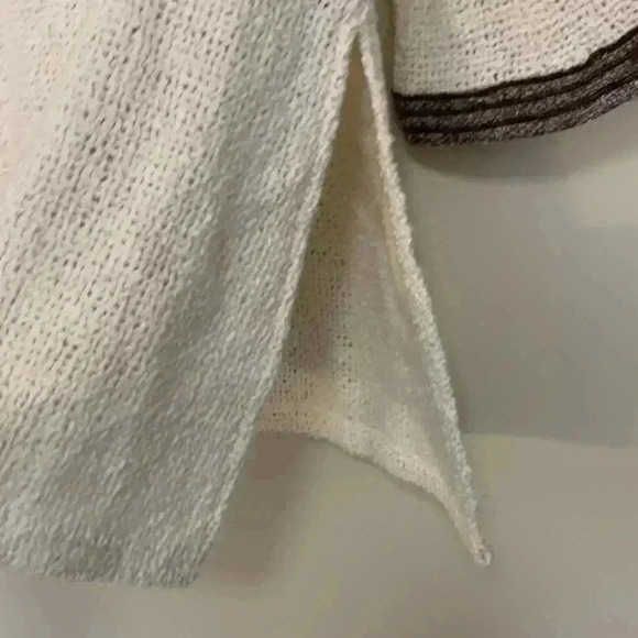 Hilana rough weave ivory tunic with brown on brown trim, 50%, wool,  50% cotton - Picture 7 of 9